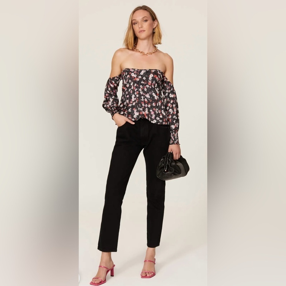 Louna Designer Floral Off-The-Shoulder Top Size Large